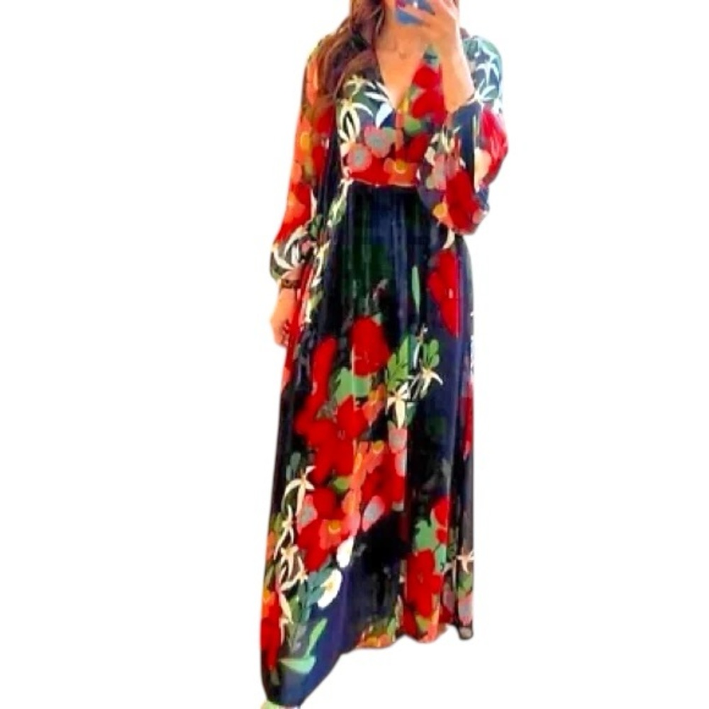 FARM Rio Floral Maxi Dress - Red, Green, Blue